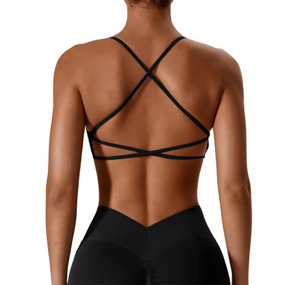 Lace Cross Strap Back Sports Bra