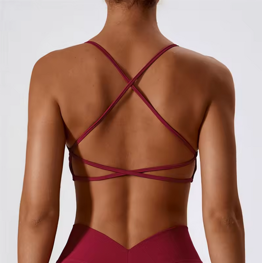 Lace Cross Strap Back Sports Bra