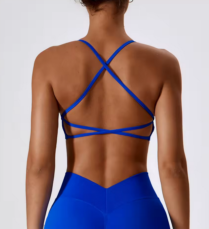 Lace Cross Strap Back Sports Bra
