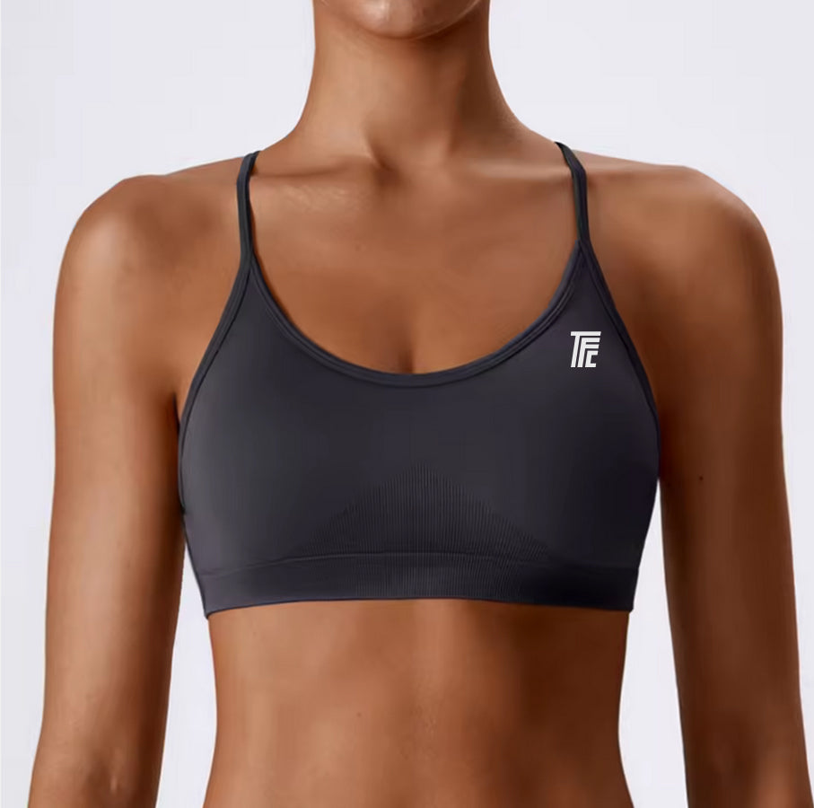 Lace Cross Strappy Back Sports Bra