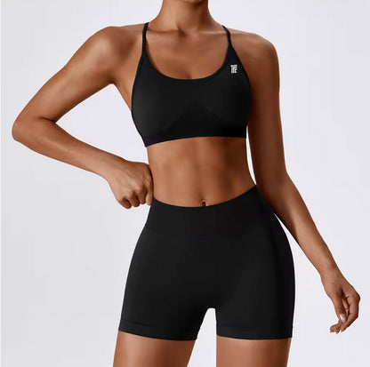 Lace Cross Strappy Back Sports Bra