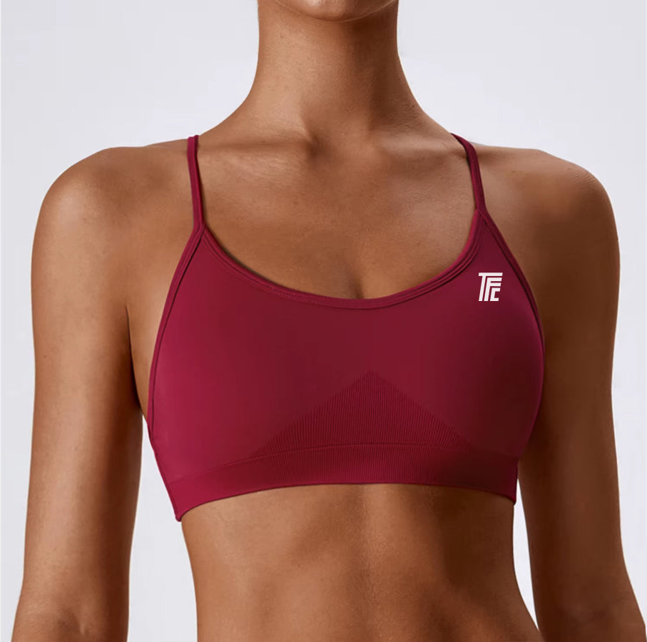 Lace Cross Strappy Back Sports Bra